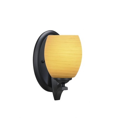 Toltec Lighting Zilo 1 - Light Sconce in  Matte Black with 5" Cayenne Linen Shade