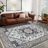 Boho Vintage Floral Trellis Area Rug Machine Washable Non Slip Low Pile Carpet with Durable Edges Softness for Living Room - 2 of 4