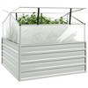 VidaXL Garden Raised Bed with Greenhouse 39.4 inches x39.4 inches x33.5 inches  Silver - 3 of 4