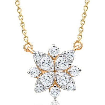 Pompeii3 .55Ct TW Diamond Cluster Halo Round Pendant Yellow Gold Necklace Lab Created