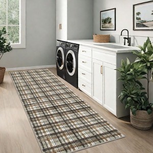 Plaid Machine Washable Runner Rug 2x6 Farmhouse Hallway Rug Non Slip Kitchen Runner Rug Soft Ultra Thin Area Rug for Bedroom Throw Rugs for Entryway - 1 of 4