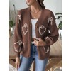 Coolmee Women's Halloween Print Button Down Cardigan V Neck Drop Shoulder Knit Outerwear - 2 of 4