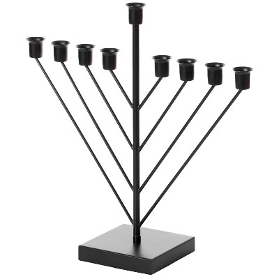 Black and White LED Flameless Hanukkah Menorah Candelabra