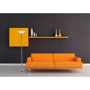 Aries Floor Lamp Gray - Adesso: Ambient Brushed Steel, High/Low Rotary Switch, ETL Listed - 1 of 3