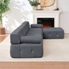 Mjkone L-Shaped Velvet Sectional Sofa,4-Seater Modular Sectional Sofa With Ottoman, Convertible Sofa Couches with Rivet Trim - 4 of 4
