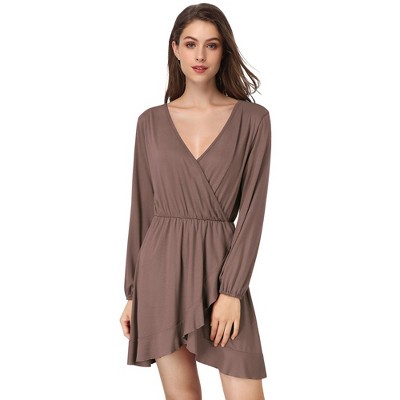 Women's Cross V-Neck Wrap Ruffle Party Mini Dress