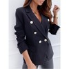 Womens Casual Blazer Jacket Double Breasted Gold Button Long Sleeve Blazer Lapel Open Front Jacket - 2 of 4