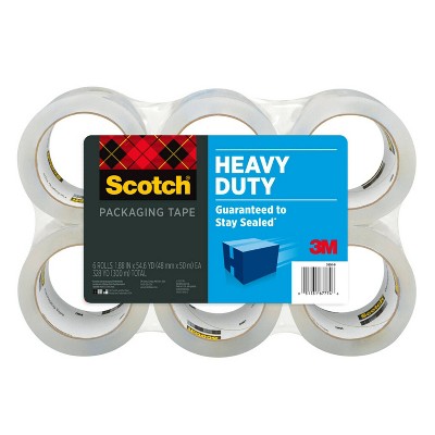 Scotch Shipping and Packaging Tape Heavy Duty Clear 6pk: Packing Tape Refill, 1.88" Width, 35 Yards, 6 Rolls