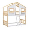 NicBex Twin Over Twin Bunk Bed with Roof,Loft Bed with Safety Guardrails and Ladder for Bedroom,Gray/White/Brown/Pink - 4 of 4