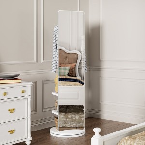 NicBex 360° Rotating Full Length Mirror for Bedroom,Floor Mirror with Hook Storage Rack Coat Rack,Full Body Mirror for Living Room,Cloakroom - 1 of 4