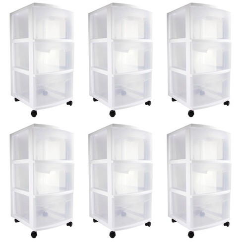 Sterilite Clear Plastic Stackable Small 3 Drawer Storage System