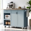 Rolling Kitchen Island Cart with Foldable Countertop, Slide-Out Shelf, Towel Rack, Drawer, Cabinets, Lockable Wheels, Mobile Storage Kitchen Cabinets - 4 of 4