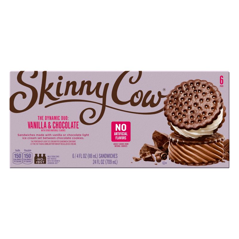 Skinny Cow Vanilla Chocolate Ice Cream Sandwich - 6pk, 1 of 10