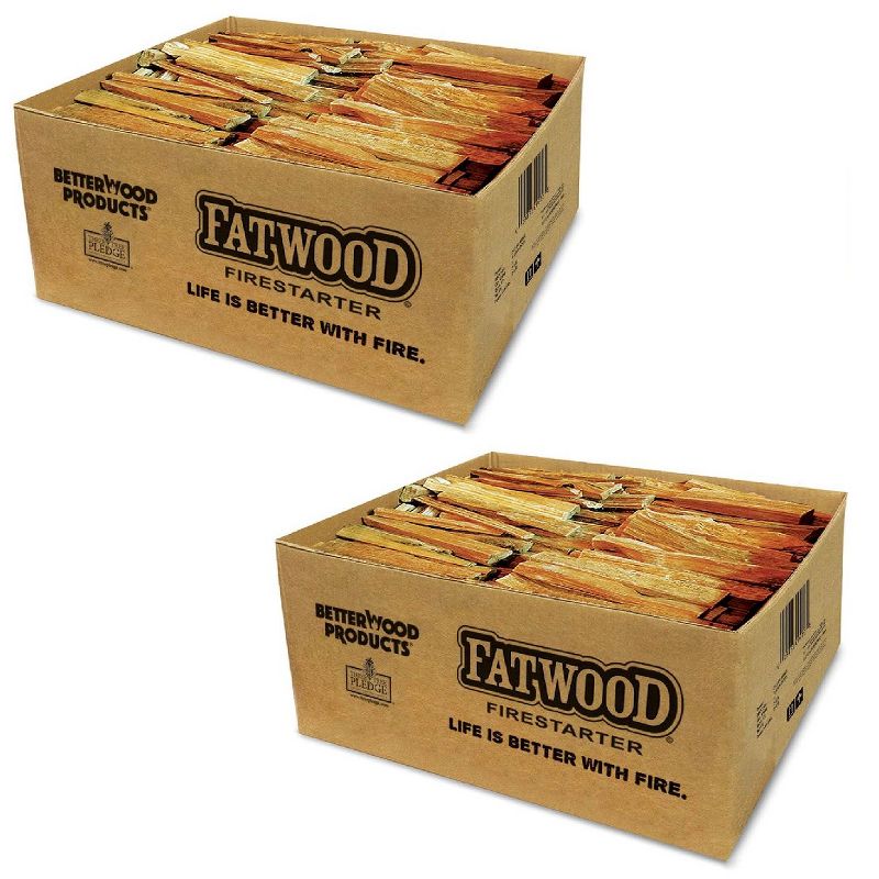 Betterwood Natural Hand Split Fatwood 35 Pound Firestarter (2 Pack); Campfire, BBQ, or Pellet Stove; Non-Toxic and Water Resistant, 1 of 7