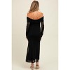 Pinkblush Black Mesh Overlay Off Shoulder Long Sleeve Maternity Midi Dress - 4 of 4