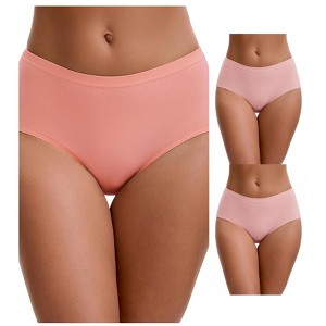 INSPIRE CHIC Size for Women's Mid-Waisted Loose Elastic Waistband Full Coverage Briefs 3 Packs - 1 of 4