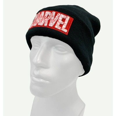 Men's Marvel Beanie Flat Brim - Black One Size