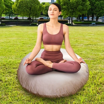 Taupe 32" Round Floor Pillow with Washable Cover