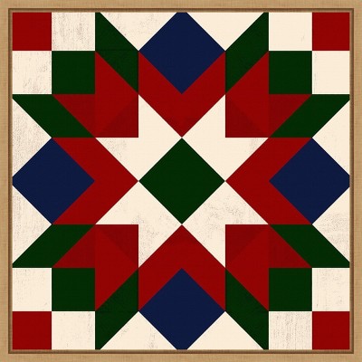 Christmas Barn Quilt IV Red Green Blue Canvas Art Print