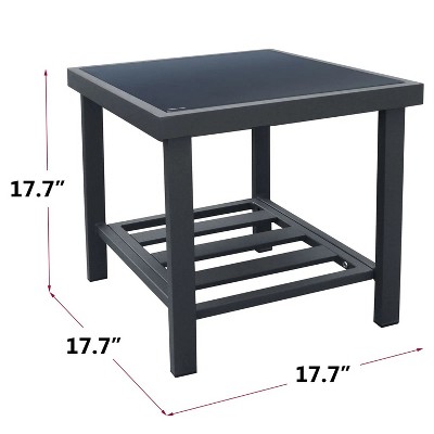 17.7'' Modern Square End Tables for Living Room; Rustic Aluminum Outdoor Side Table