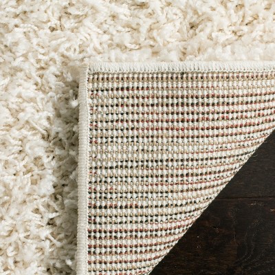 Plush Athens White Shag Area Rug, Hand-Knotted 4' x 6'