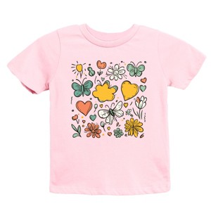 The Juniper Shop Flowers and Butterflies Youth Short Sleeve Tee - XL - Pink - 1 of 4