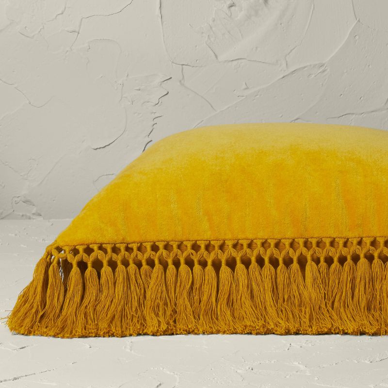 Square Velvet Fringe Decorative Throw Pillow Gold - Opalhouse&#8482; designed with Jungalow&#8482;, 4 of 7
