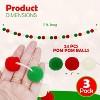 4E's Novelty 3 Pack Christmas Pom Poms Garland, 7ft Each, Felt Ball Garland with string in Red, White, Green, Colorful Pom Pom Ball for Christmas Tree - 3 of 4