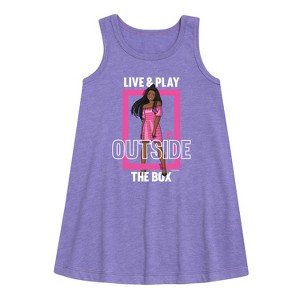 - Barbie - Live & Play Outside the Box Graphic Sleeveless Aline Dress - 1 of 2