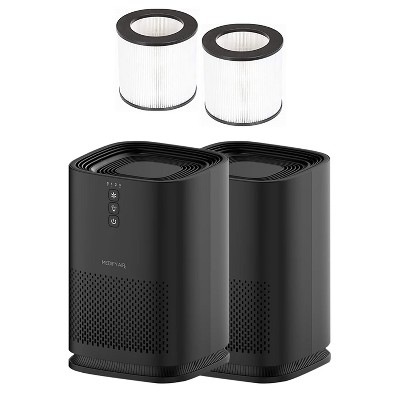 Medify Air MA-14 HEPA Compact Portable Tabletop Indoor Home Personal Air Purifier for 200 Square Foot Rooms with Replacement Filters, Black (2 Pack)