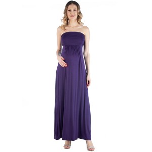 24seven Comfort Apparel Sleeveless Empire Waist Maternity Maxi Dress - 1 of 4