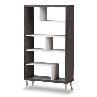 56.14" Atlantic Modern and Contemporary Two-Tone Finished Wood Display Shelf Dark Brown - Baxton Studio
