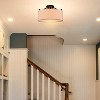 Claxy Modern Farmhouse Ceiling Light with Drum Linen Shade Black - 2 of 4