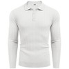 COOFANDY Knit Polo Shirts Long Sleeve Button Down Ribbed Polo Shirt Golf Shirts Navy Blue M - 3 of 4