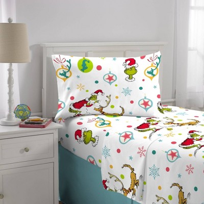 Twin The Grinch Flannel Sheet