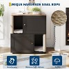 Double Layer Cat Litter Box Enclosure, Hidden Cat Litter Cabinet with Scratching Post and Litter Mat, Wooden Washroom Furniture with Door, Pet House - 4 of 4
