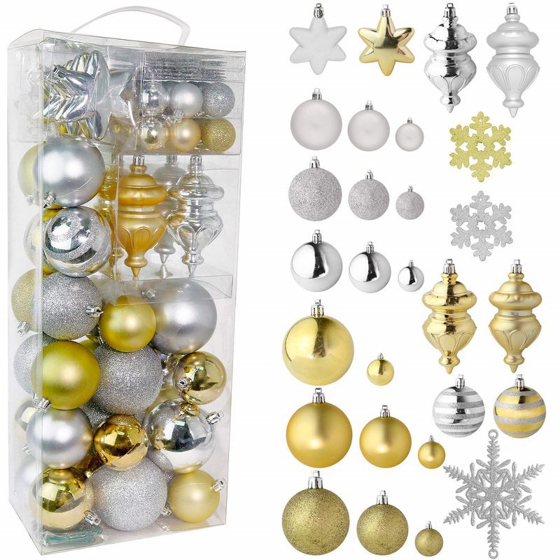 R N' Ds Christmas Snowflake Ball Ornaments - Gold and Silver - 76 Pack, 1 of 4