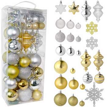 R N' Ds Christmas Snowflake Ball Ornaments - Gold and Silver - 76 Pack