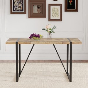 TiramisuBest Walnut - Colored Solid Oak Round - Corner Diagonal - Leg Telescopic Dining Table (1.2 - 1.6m) for 6 - 8 People's Gatherings - 1 of 4
