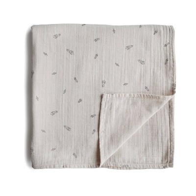 Image of Mushie Muslin Swaddle Blanket Organic Cotton - Rocket Ship