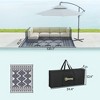 Reversible Outdoor Rug, Waterproof Plastic Straw with Carry Bag, Blue & White Rhombus Border - 3 of 4