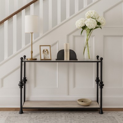 Rectangular Marble Console Table for Home Decor - Narrow Accent Table for Living Room or Small Console Table - Hallway or Office Space - 31", Black