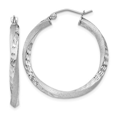 Black Bow Jewelry 3mm, Sterling Silver, Twisted Round Hoop Earrings, 30mm in Diameter