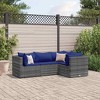 vidaXL Patio Lounge Set with Cushions Sectional Sofa Garden Backyard Poly Rattan - Gray and Blue 3x Corner + Middle - 2 of 4