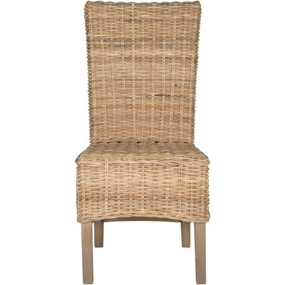 Sumatra High-Back Rattan Cane Side Chair, Brown, Set of 2