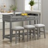 4-Piece Dining Set with 3 Storage Drawers, Kitchen Table and 3 Stools - 2 of 4