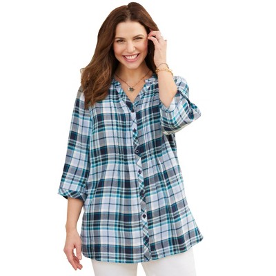 Catherines Women's Plus Size Petite Featherweight Plaid Tunic