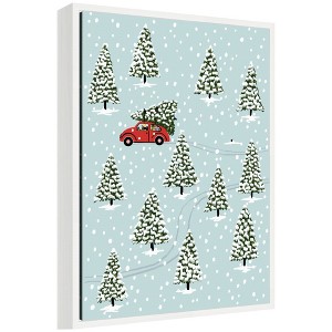 Kate & Laurel All Things Decor Sylvie Framed Canvas Christmas Tree Hunt by Bex Morley Design - 1 of 4