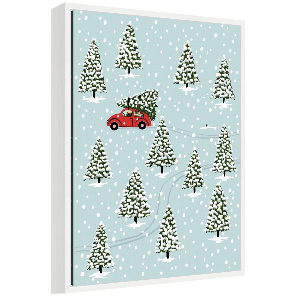 Photos - Other Decoration Kate & Laurel All Things Decor Sylvie Framed Canvas Christmas Tree Hunt by Bex Morley Design