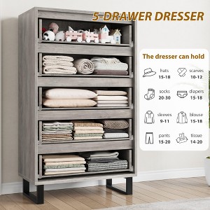 5 Dresser for Bedroom, 51" Tall Dresser, Freestanding Vertical Drawer Cabinet with Storage, Wooden Closet Storage Chest for Living Room, - 1 of 4